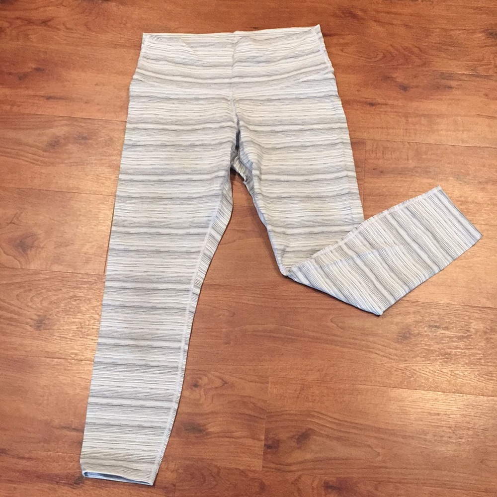 Lululemon Grey & White Striped Tight!
